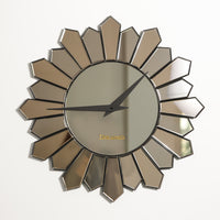 Sun Handmade Mirror Wall Clock Brown