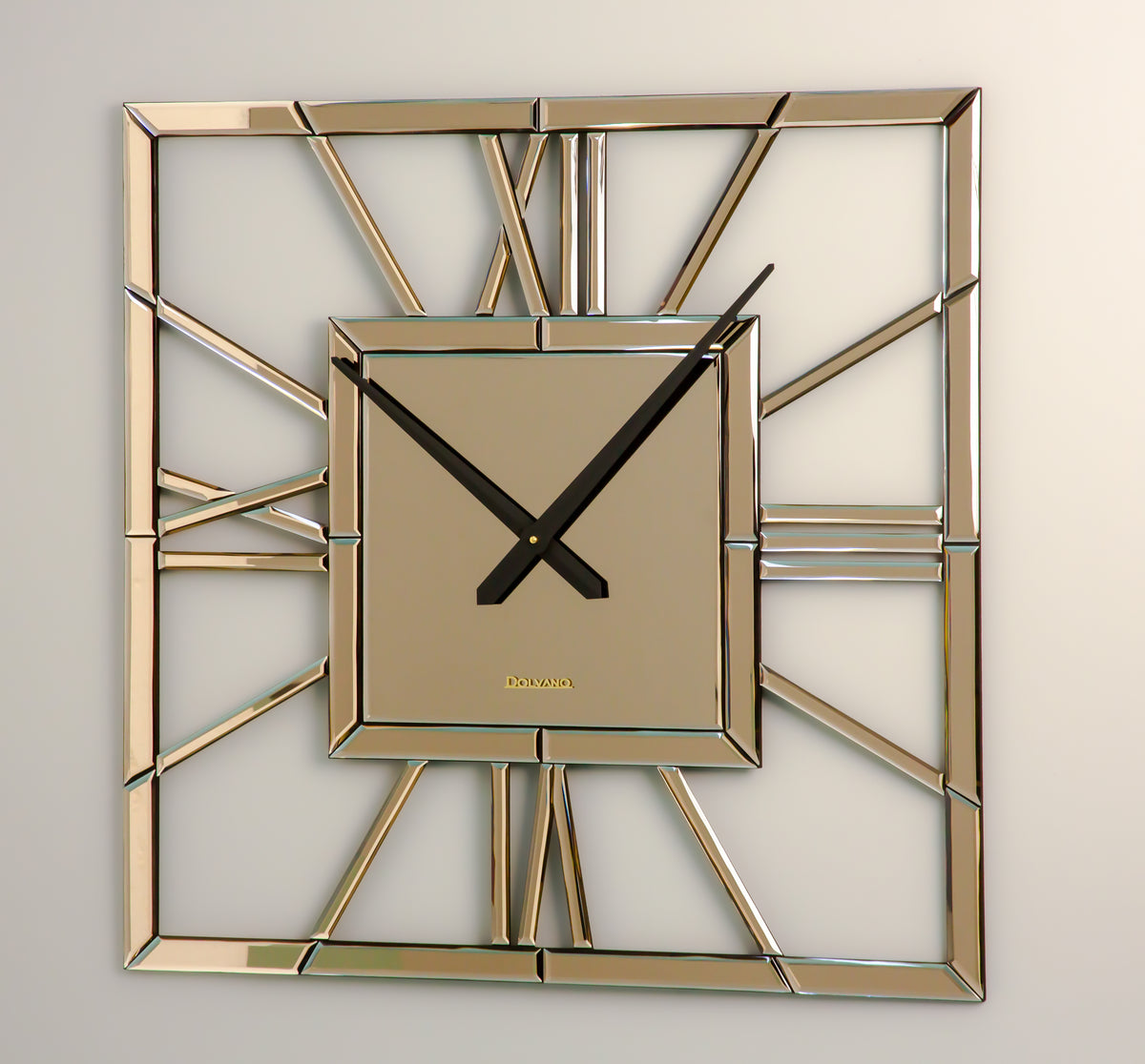 The Square Beauty Handmade Mirror Wall Clock Brown