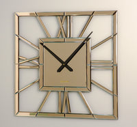 The Square Beauty Handmade Mirror Wall Clock Brown