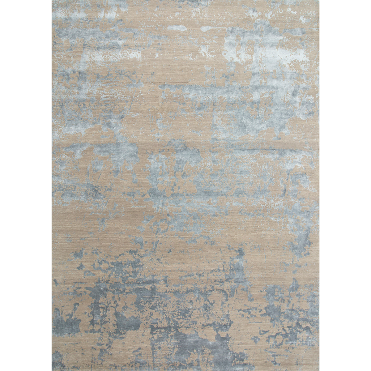 Project Error by Kavi Soft Gray/Skyline Blue Hand Knotted Rug