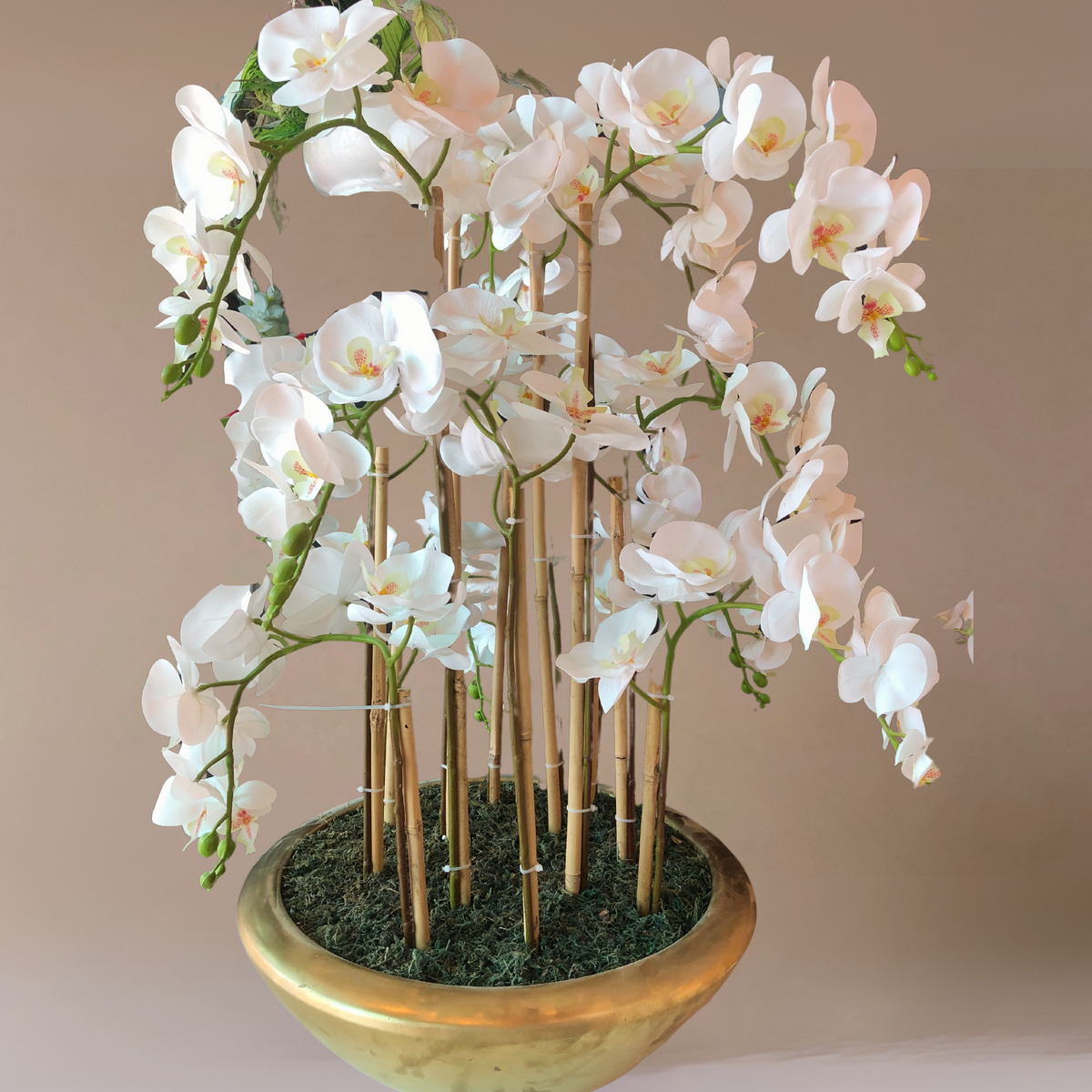 Faux Orchids Grand Floral Arrangement in Ceramic Vase