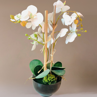 Faux Orchids Mini Floral Arrangement in Ceramic Vase