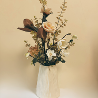 Magnificient Magnolias Faux Floral Arrangement with Terracotta Decor Vase