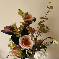 Magnificient Magnolias Faux Floral Arrangement with Terracotta Decor Vase