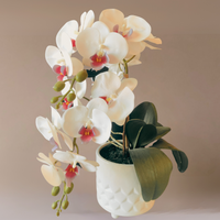 Faux Orchids Minimalistic Floral Arrangement in Ceramic Vase