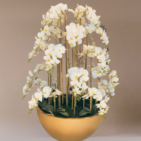 Faux Orchids Opulent Floral Arrangement in Elegant Floor Vase