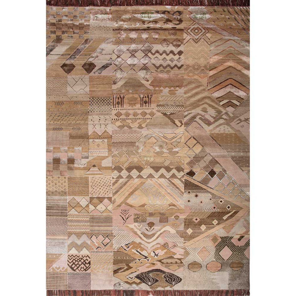 Manchaha Pink/Olive Moss Hand Knotted Rug