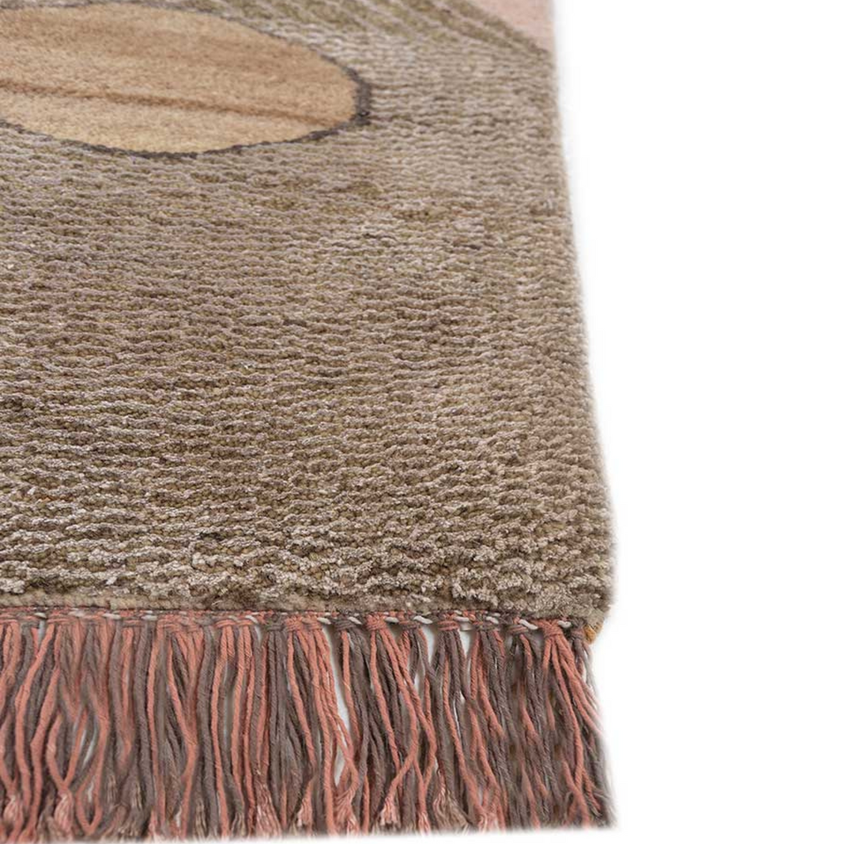 Manchaha Pink/Olive Moss Hand Knotted Rug