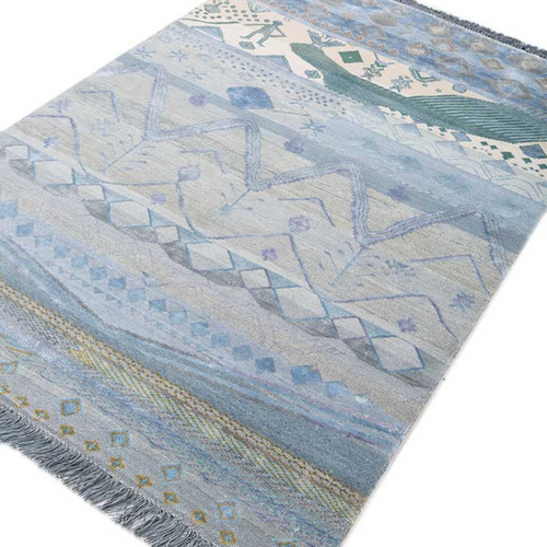 Manchaha Baby Blue/Powder Blue Hand Knotted Rug