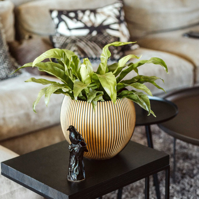 Luxe Planter Vase Ball Groove Gold