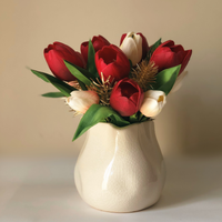 Red & White Tulips Faux Floral Arrangement