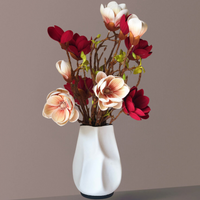 Red & Blush Magnolias Faux Floral Arrangement