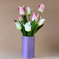 White & Lilac Tulips Faux Floral Arrangement