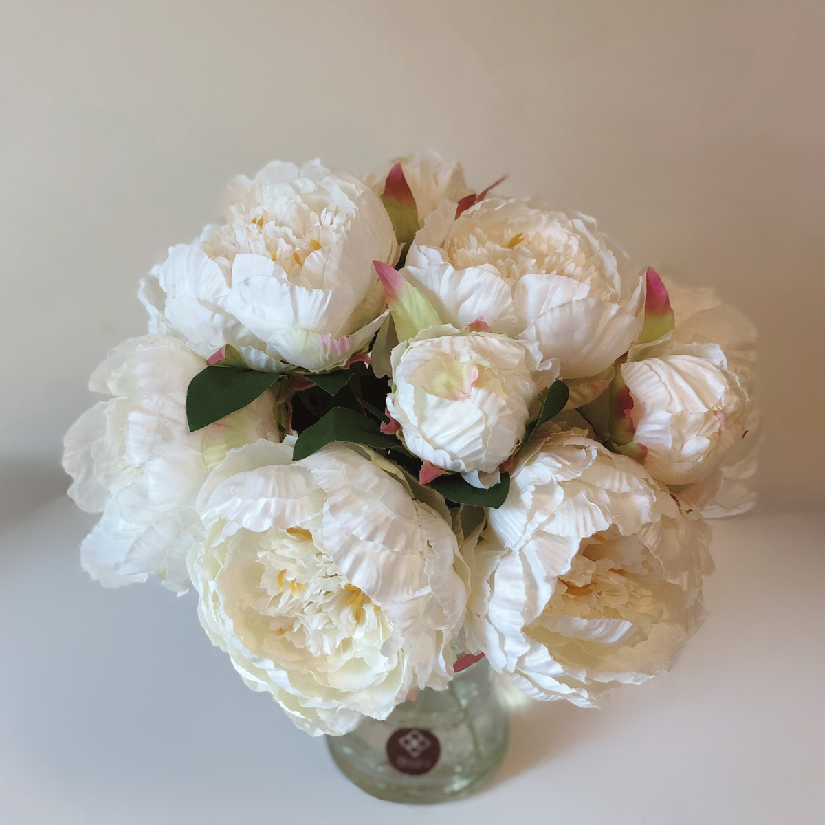 White Peonies Faux Floral Arrangement