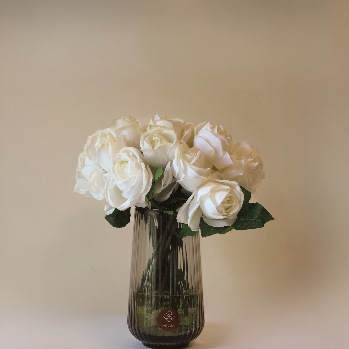 White Roses Faux Floral Arrangement