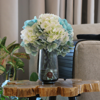 Blue Magnolias & Hydrangeas Faux Floral Arrangement