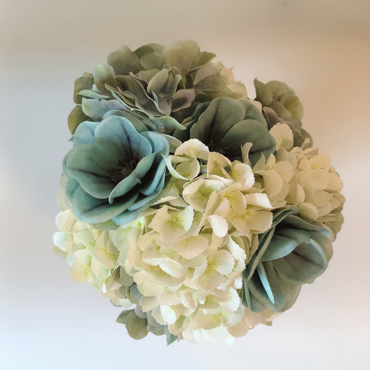 Blue Magnolias & Hydrangeas Faux Floral Arrangement