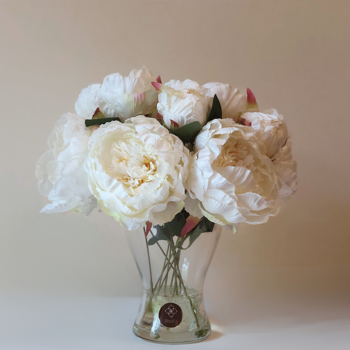 White Peonies Faux Floral Arrangement