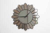 Sun Handmade Mirror Wall Clock Brown