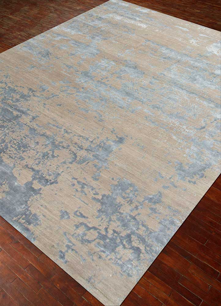 Project Error by Kavi Soft Gray/Skyline Blue Hand Knotted Rug