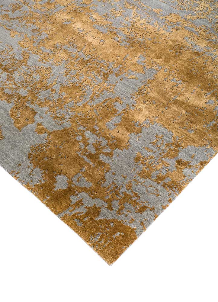 Project Error by Kavi Dark Taupe/Burnished Gold Hand Knotted Rug