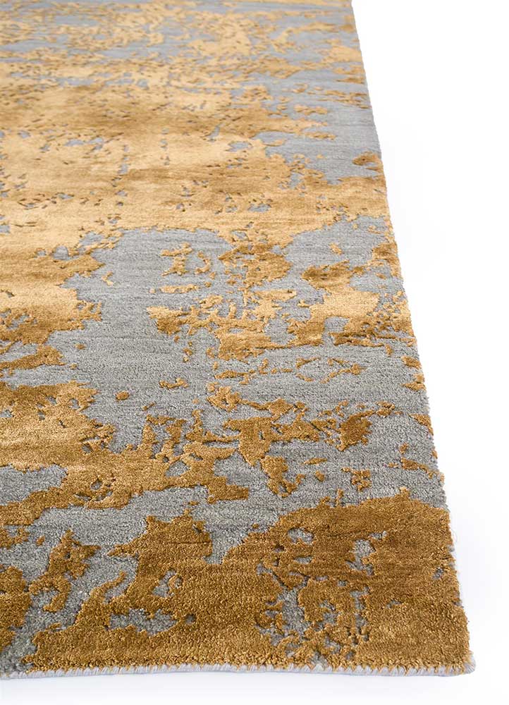 Project Error by Kavi Dark Taupe/Burnished Gold Hand Knotted Rug