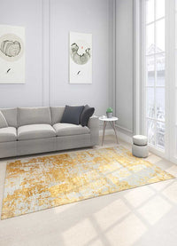 Project Error by Kavi Dark Taupe/Burnished Gold Hand Knotted Rug