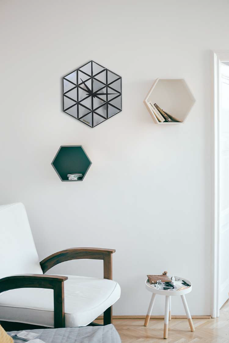 Polygonal Handmade Mirror Wall Clock